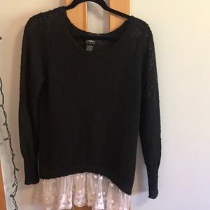 Size S black long sleeve with white lace